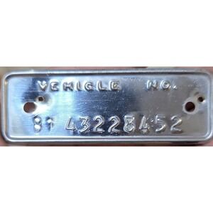 1964 Chrysler Newport 4DR Vehicle Data Plate VIN Tag Original